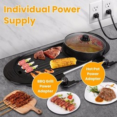 Dual-Electric 2 in 1 Hot Pot & Grill Combo, 2200W Rapid-Heat Indoor , 3.7 QT…