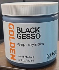 16 fl. oz Black Gesso by GOLDEN Professional Opaque Acrylic Primer Jar Series D
