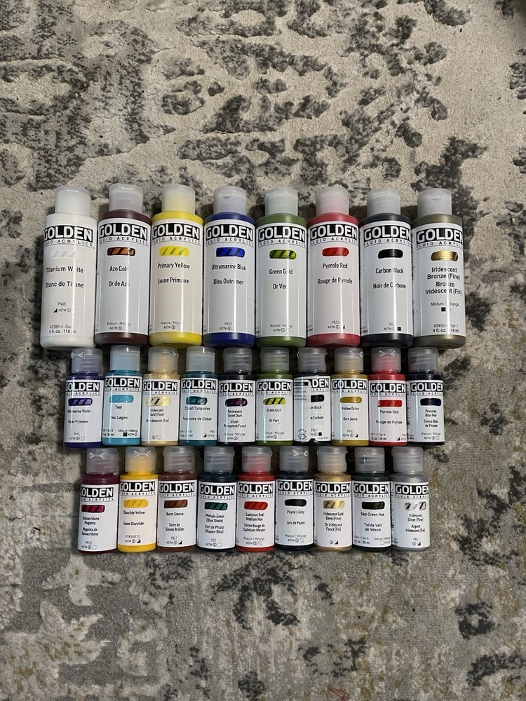 Golden Fluid Acrylics Paint Bundle #12 – Firefly (27 Bottles/24 Colors)