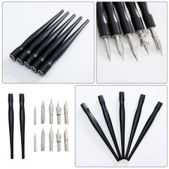 2 Sets Durable Cartoon Dip Pen Holders Plastic Metal for Comic Drawing Supplies