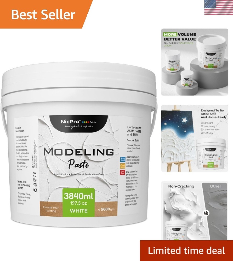 Modeling Paste 3840ml/197.5 oz for Acrylic Painting, High Density Acrylic Med…