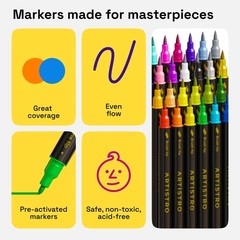 ARTISTRO 24 Dual-Tip Fabric Markers – Fabric Decorating Kit – Permanent for
