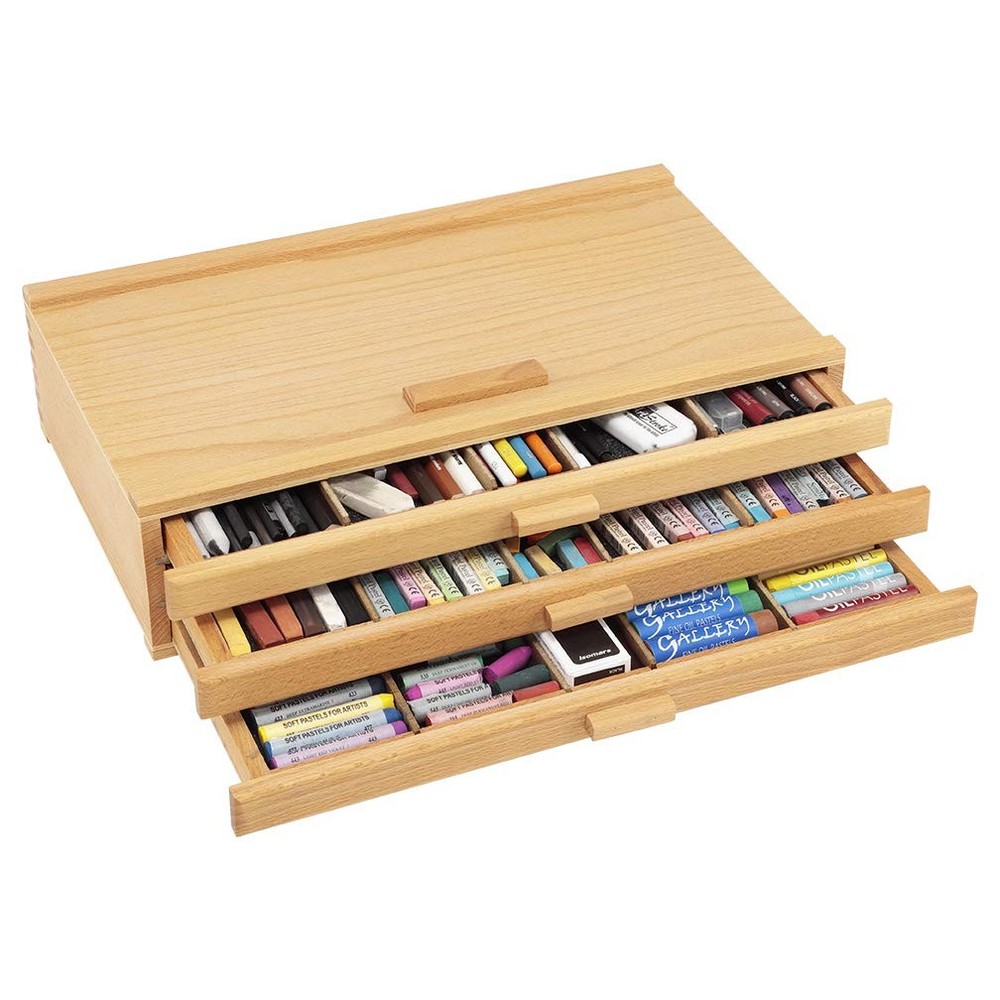 K Pastel Storage Box 3 Drawer Wood Box With Foam Lining Sturdy And Stackable Art