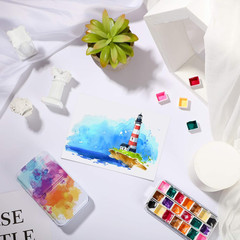53 Pieces Empty Watercolor Paint Palette Metal Watercolor Tin Box Palette Half T