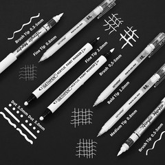 White Ink Pens, Fine Point White Gel Pens, Brush Tip Acrylic Markers,white pa…