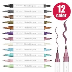 GC QUILL 12 Colors Metallic Marker Pens – Dual Tip Brush and Fine Point Pens …