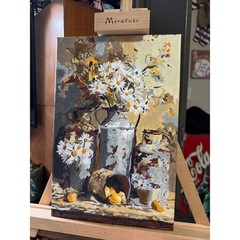 Original Daisy Floral Still Life Acrylic Painting Rustic Farmhouse Canvas Art