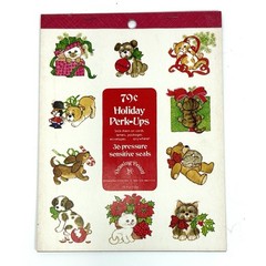 80s Vintage Christmas Drawing Board Greeting Cards Holiday Perk Ups Stickers 27