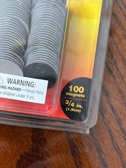 Magnetic coins self adhesive, 100, new in a plastic seal, 3/4 inches