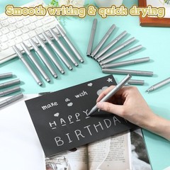 24 Pcs Silver Metallic Permanent Markers Bulk Paint Pens 2mm Medium Tip Marke…