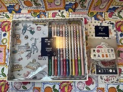 NEW❤️Roller Rabbit x Target🐒Colored Pencils, 💕Tin & 28 Waterproof Stickers🥳