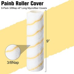 100 Pieces Paint Roller Covers 1/2 x 9 Inch Microfiber yellow and white