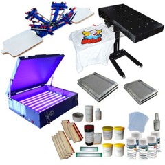 4 Color 2 Station Screen Printing Kit Silk Press Shirt Flash Dryer & Exposure