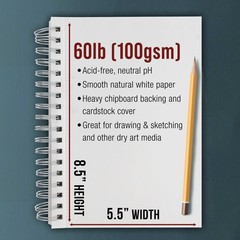 5.5″ x 8.5″ Left Hand Spiral 60lb Sketch Pad (Pack of 3)