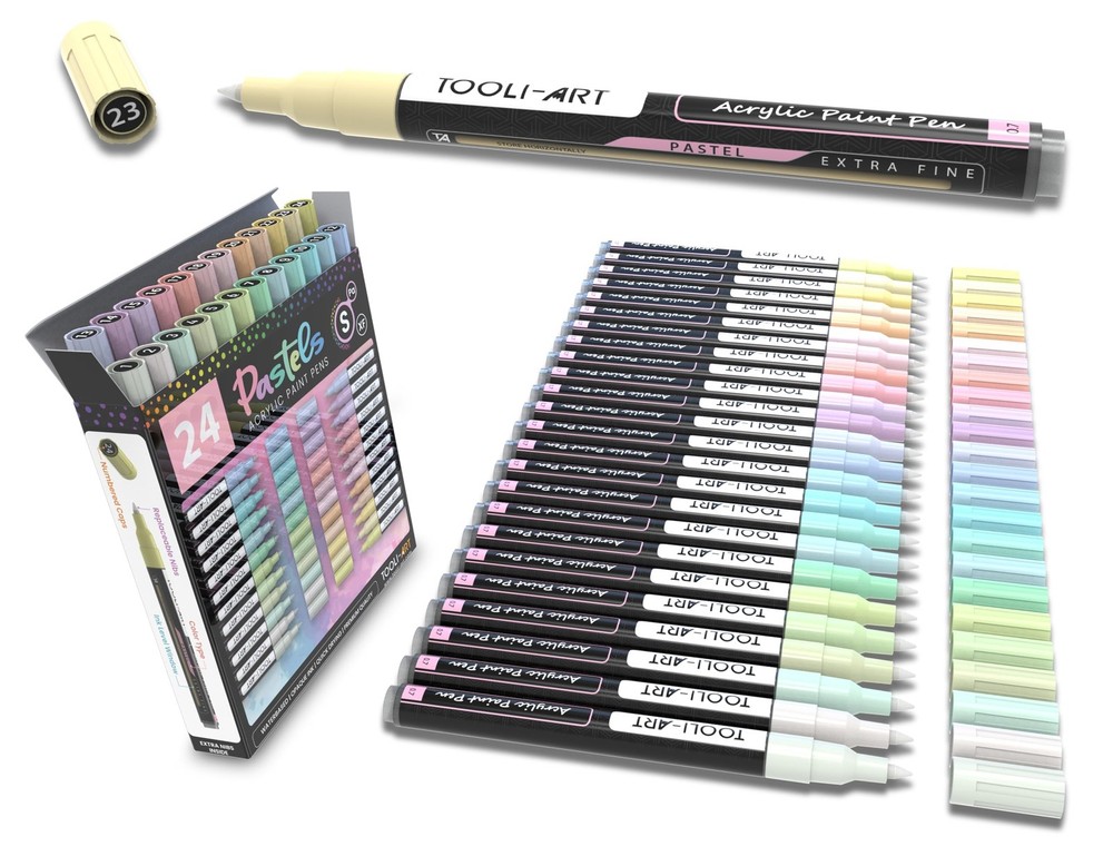 TOOLI-ART Acrylic Paint Markers Pens: Special Colors for Rock, Canvas, Wood, Fab