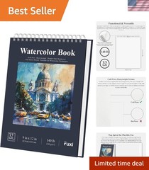 Water Color Paper 9 x 12, Watercolor Sketchbook 140 lb Cold Press, 32 Sheets …
