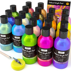 Pintura acrilica iridiscente 20 colores 250ml metalica no toxica arte manual