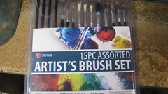 Artist brush set, 15 pcs, nip, asst lengths/tips, natural hair, free shipping