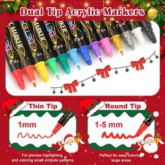 Betem 24-Color Dual Tip Acrylic Paint Pens Markers – Fine & Brush Nibs