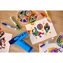 Kids Marker Airbrush Spray Art Kit 8 Washable Markers 5 Stencils Battery Powered
