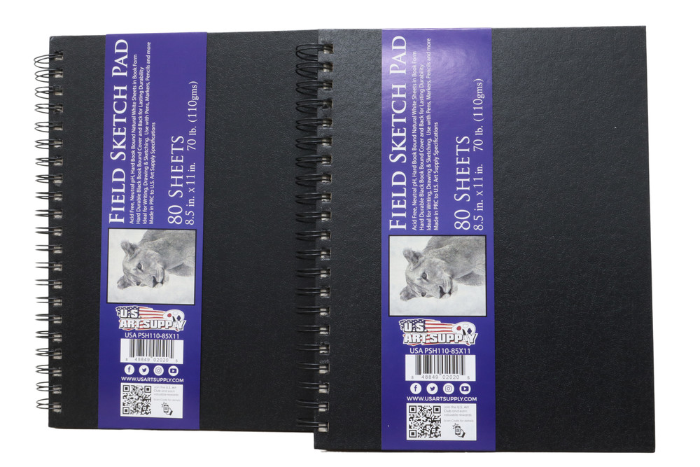 2 Pk U.S. Art Supply 8.5″ x 11″ Hardcover Sketch Book 80 Sheets 70 lb (110gsm)