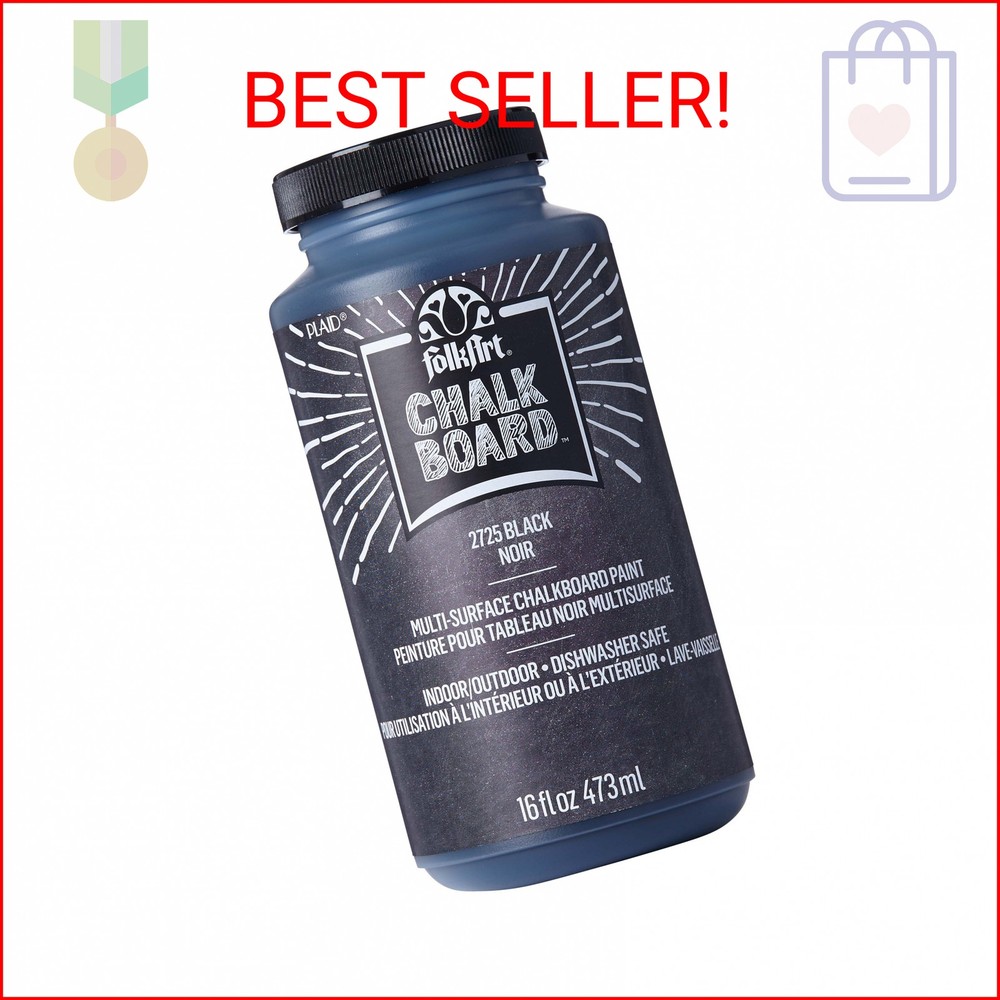 FolkArt FA2725 Multi-Surface Chalkboard Paint (16 Ounce), 2725 Black