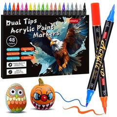 Acrylic Paint Pens Markers, 48 Colors Dual Tips Waterproof Paint Markers For …