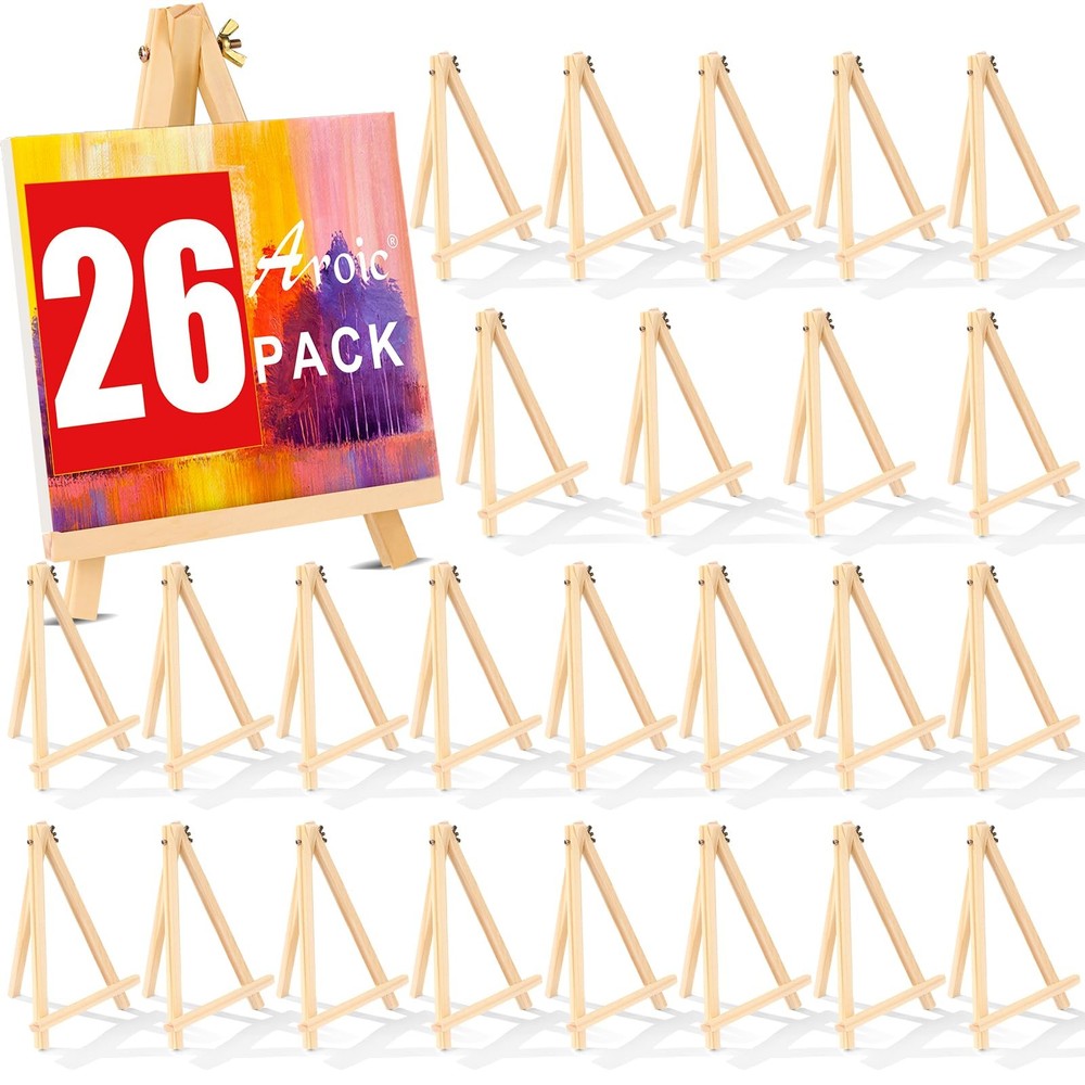 TABLETOP EASEL for Kids Painting Canvases Art Crafts Tripod 9″ 26 Pack AROIC