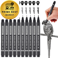 MARTCOLOR Micro Pen Fineliner Pens, 10 1 Count (Pack of 10), Black – 10 Pack