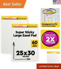 Super Sticky Easel Pad 25×30 inches – 30 Sheets, 2 Pads for Teachers & Students