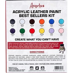 Angelus Acrylic Leather Paint Best Sellers Kit (12 Colors / 1 oz) New!!!