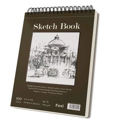 Fuxi 9″ x 12″ Sketch Book, Top Spiral Bound x (Pack of 1), Brown