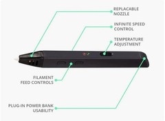 Ergonomic 3D Printing Pen with Speed Control, Includes 3 Colors of PLA Filament