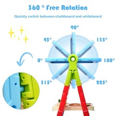 Height Adjustable Kids Art Easel Magnetic Double Sided Board w/ Accessories Blue