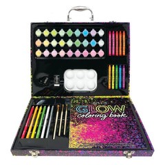 Glow and Neon Art Set for Drawing and Painting 61 Piece Multifunctional Kit for