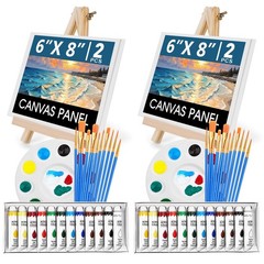 ESRICH 52PCS Acrylic Paint Canvas Set, Painting Kit 6 * 8 inches, 24