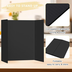3 Pack Tri Fold Poster Board 21×14 Black Corrugated Display Boards