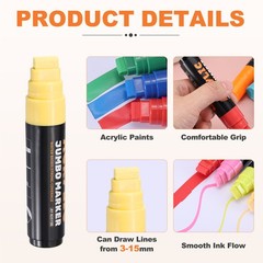 Apricot Yellow Poster Markers, 2Pcs Permanent Waterproof Markers 15mm Wide Tip