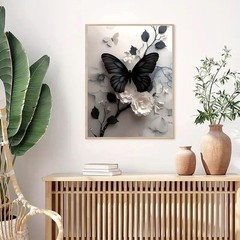 Butterfly Flower Diamond Art Kits for Adults,5D Full Round Drill Diamond Paintin