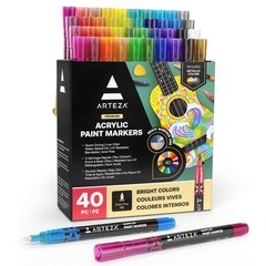 Arteza Acrylic Paint Markers, Set of 40 Acrylic Paint Pens in Assorted Colors…