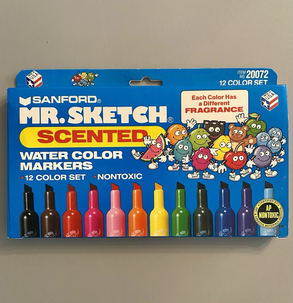 Sanford Mr. Sketch Scented Water Color Markers Set of 12 Nontoxic 1995 Sealed