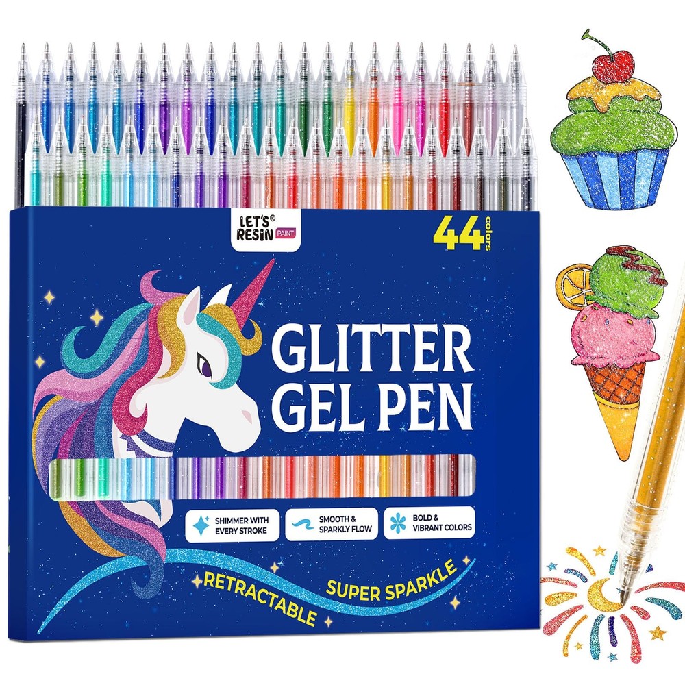 PAINT Glitter Pens,44 Metallic Sparkly Colors Glitter Pen,Quick-Drying Ink Pe…
