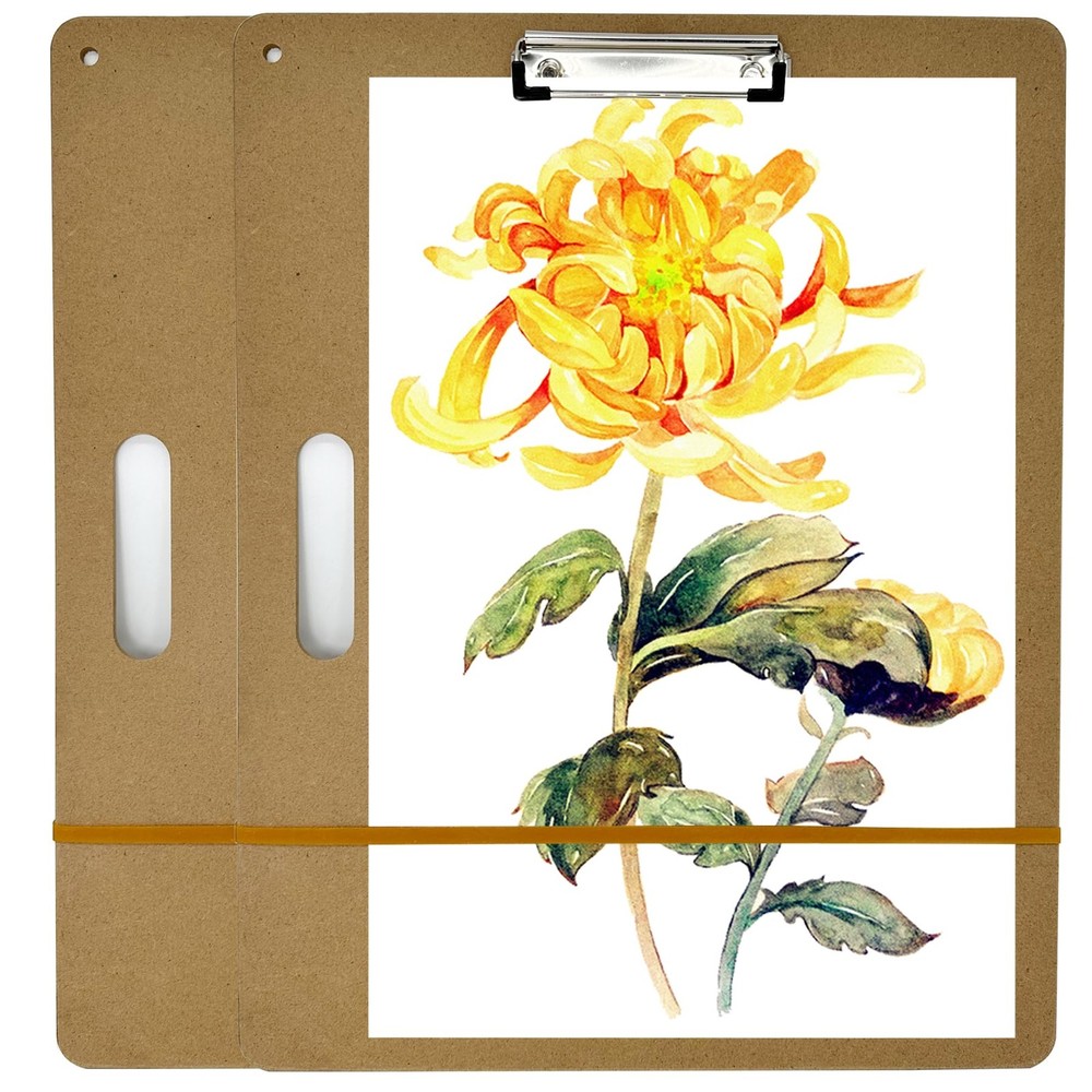 2 PCS 14×18 Inch Drawing Board Artist Sketch Handle Portable Wooden Clip Pad
