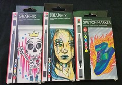 Marabu Graphix Aqua Pens NEW LOT 3 Boxes Watercolour Felt Tip 18 Dual Markers