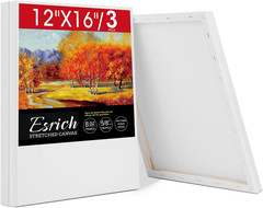 ESRICH Stretched Canvas for Painting 12×16 Inch, 3 Pack Blank Canvas -5/8 in Pro
