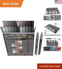 Pro Color Series – 22 Assorted Gray Paint Pens with Non-Toxic Quick Drying Ink