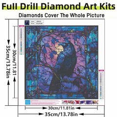 Diamond Painting Kits for Adults, 5D Crow Diamond Art Kits for Beginners, DIY Fu