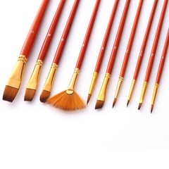 10Pcs Orange Nylon Brush Set with Synthetic Fibers for Even Paint Application