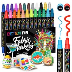 24 Colors Dual Tip Acrylic Paint Markers, Fabric 24 Colors Paint Markers