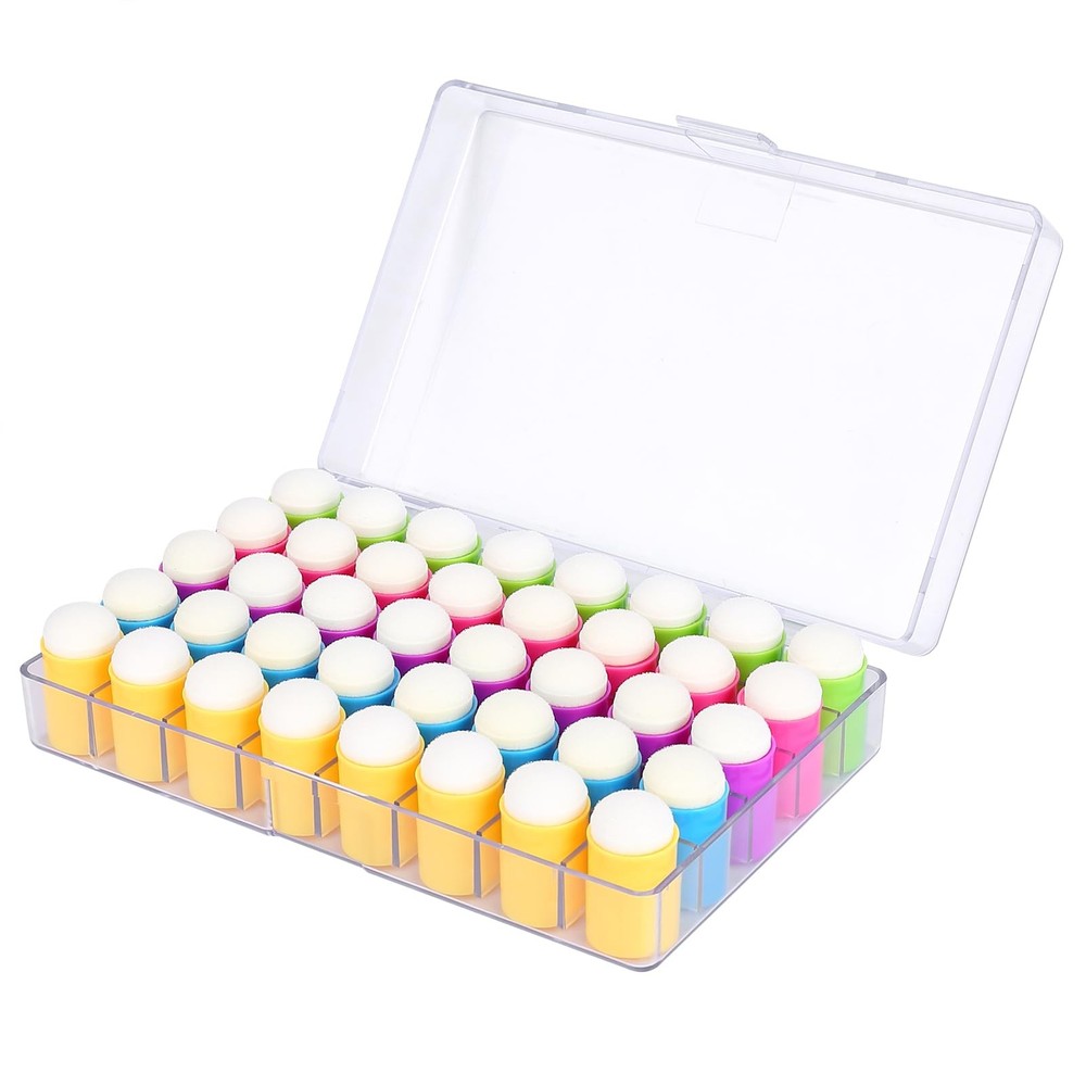 40 PCS Finger Sponge Daubers Storage Case Painting Drawing Stenciling Craft